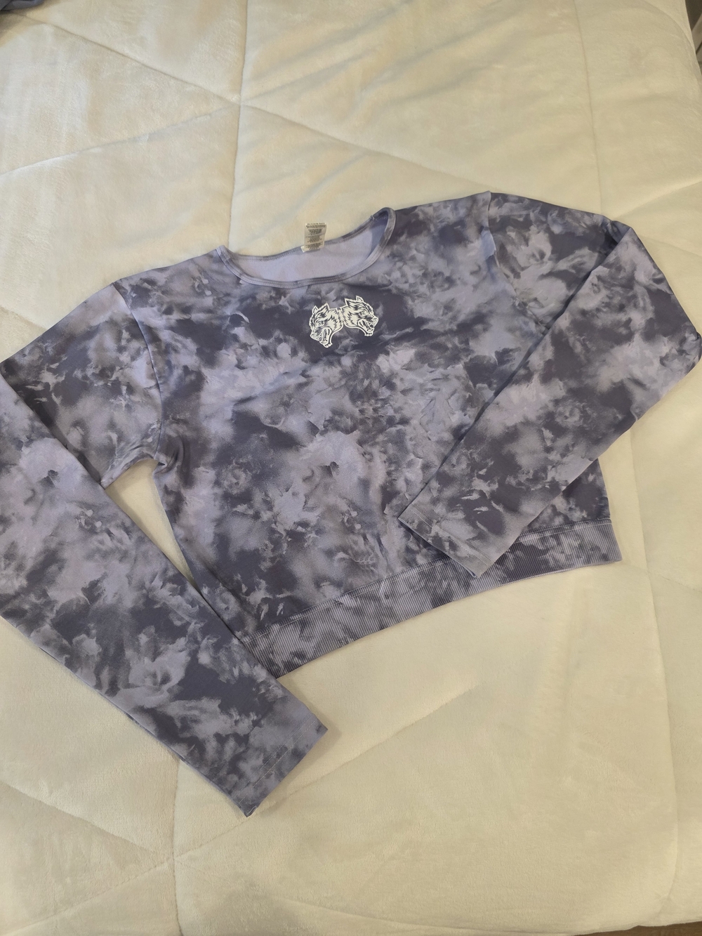 Darc Sports Crop Tie-Dye Long Sleeve Top - Lavender Gray